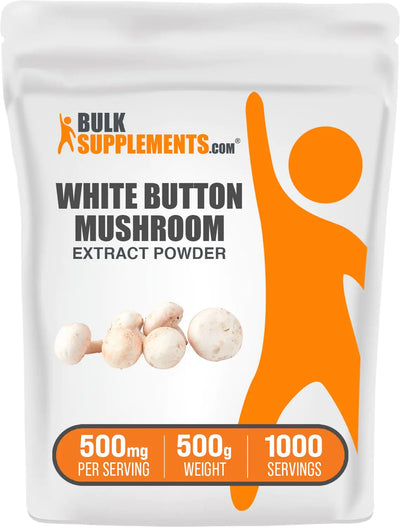 BulkSupplements.com White Button Mushroom Extract Powder - Mushroom Supplement Agaricus Mushroom Powder - Gluten Free 500mg per Serving 500g (1.1 lbs) (Pack of 1)