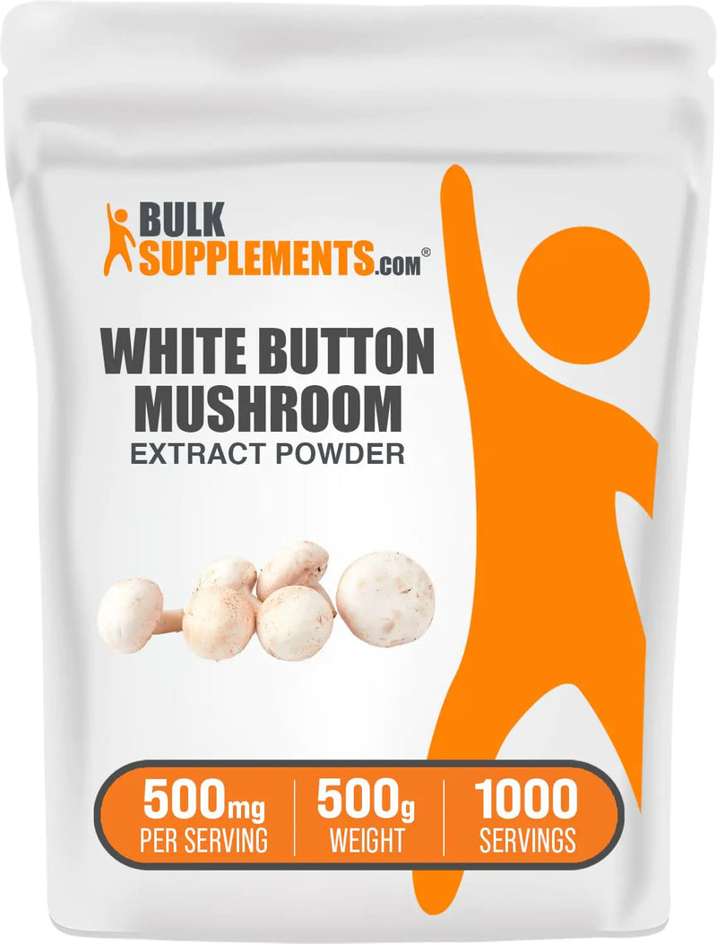 BulkSupplements.com White Button Mushroom Extract Powder - Mushroom Supplement Agaricus Mushroom Powder - Gluten Free 500mg per Serving 500g (1.1 lbs) (Pack of 1)